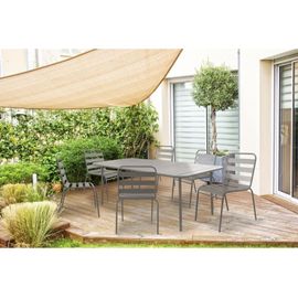 Table De Jardin Métal Taupe 180 X 90 X 71 Cm