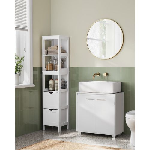 Meuble sous lavabo pour divers types de lavabos 30 x 60 x 60 cm blanc