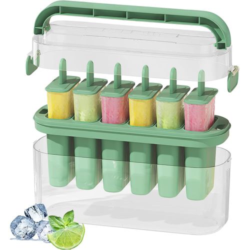 Eryi-Moules À Glace Sur Bâtonnets, Faciles À Détacher, Avec Boîte Scellée Et Poignée De Transport, Sans Bpa, Réutilisables Pour Enfants Et Adultes, Vert