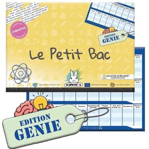 Eryi-- Jeu Du Petit Bac - Edition Génie - Bloc Prêt À Jouer De 50 Pages - Jeu Du Baccalauréat