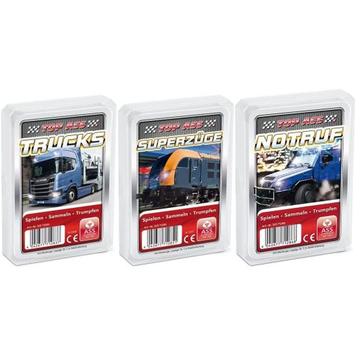 Eryi-Altenburger Lot De 3 Jeux De Quartet : Top Ass Trucks, Appel D'urgence Et Super Trains ¿ Monde Des Véhicules