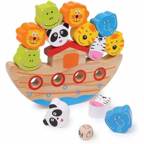 Eryi-2490 "" Balancier «Arche» "", Jeu D'équilibre En Bois Avec Design De L'arche De Noé, Jeu De Motricité Avec Dés, À Partir De 3 Ans