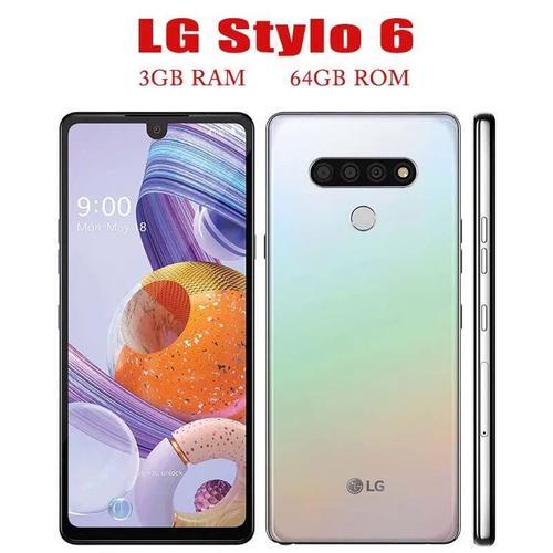 D'origine Débloqué LG Stylo 6 Q730 64GB ROM 3GB RAM Mobile 4G LTE Quad Core Smartphone Arrière Caméra 13MP 6.8 ""téléphone portable Tactile White_95% new