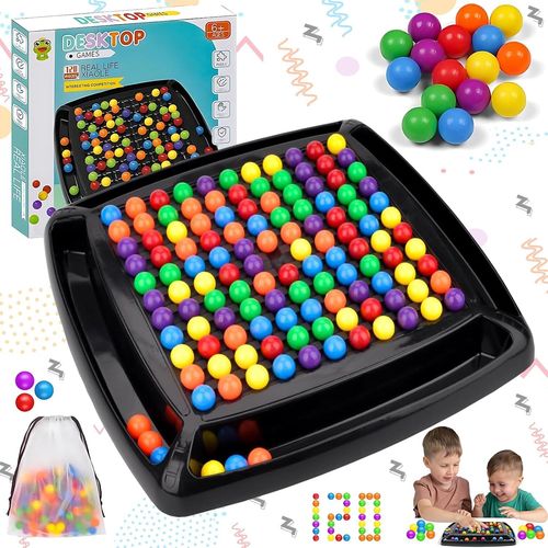 Eryi-Échiquier Intellectuel, Échiquier Intellectuel Double Duel, Jeu Société Interactif Boules Colorées, Jeu Société D'élimination Avec Perles, Pour Enfant Et Adultes(Avec Sac Rangement, 120 Perle)