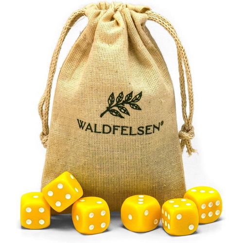Eryi-Lot De 6, 12, 20, 30 Ou 50 Dés De Haute Qualité De Taille Standard De 16 Mm En Acrylique - Dés De Jeu Dice À 6 Côtés - Accessoires De Jeu Avec Sac En Tissu (Jaune, 6 Pièces)
