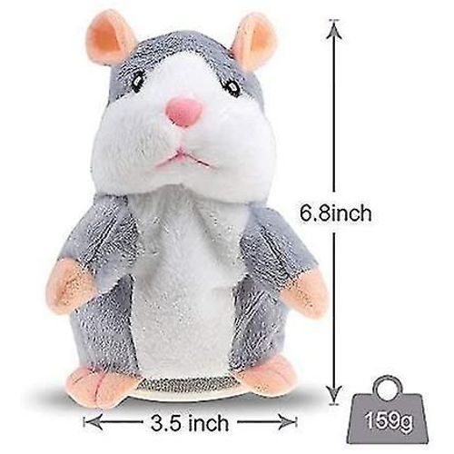 Jouet En Peluche Hamster Parlant, Répétez Ce Que Vous Dites, Jouet Interactif Amusant Pour Enfants, Gris