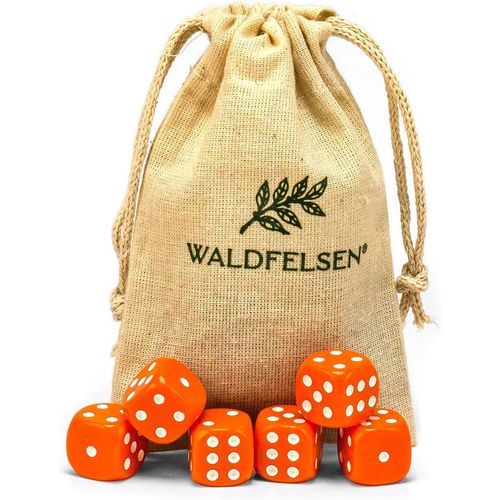 Eryi-Lot De 6, 12, 20, 30 Ou 50 Dés De Haute Qualité De Taille Standard De 16 Mm En Acrylique - Dés De Jeu Dice À 6 Côtés - Accessoires De Jeu Avec Sac En Tissu (Orange, 6 Pièces)