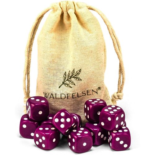 Eryi-Lot De 6, 12, 20, 30 Ou 50 Dés De Haute Qualité De Taille Standard De 16 Mm En Acrylique - Dés De Jeu Dice À 6 Côtés - Accessoires De Jeu Avec Sac En Tissu (Violet, 12 Pièces)