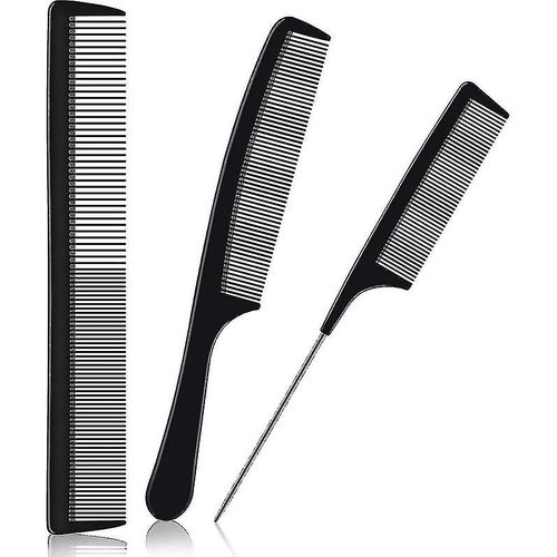Peigne De Coiffure Antistatique En Fiber De Carbone, 3 Pièces, Résistant À La Chaleur, Dents Fines Et Larges
