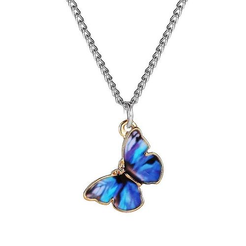 Collier Et Bracelet Papillon Dégradé Bleu Pour Femmes Et Filles