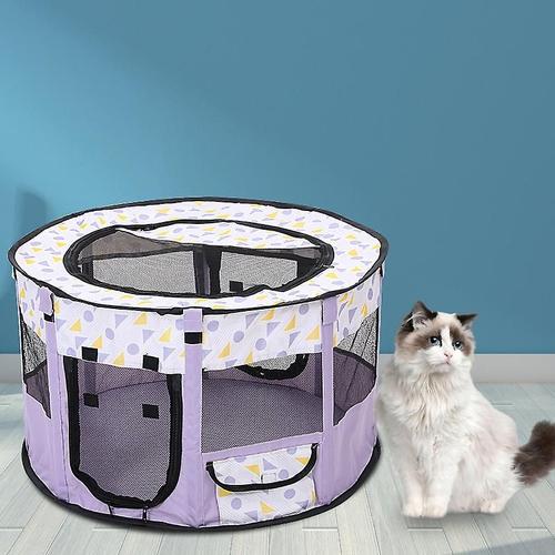 Parc Portable Pour Chien Et Chat Pliable | Stylo Pour Chaton Intérieur/Extérieur Et Porte-Animaux De Voyage 90*90*55 Violet