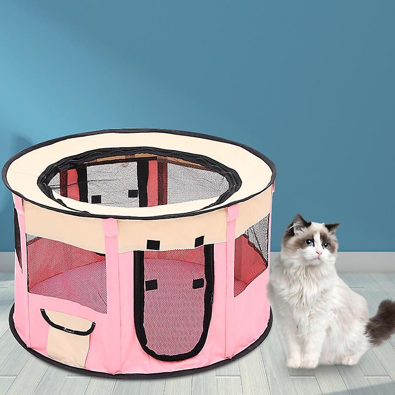 Parc Portable Pour Chien Et Chat Pliable | Stylo Pour Chaton Intérieur/Extérieur Et Porte-Animaux De Voyage 70*70*40 Rose