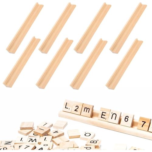 Eryi-Supports De Dominos En Bois, 8 Pièces Porte-Lettres De L'alphabet, Plateau De Carreaux De Domino, Train Mexicain Dominos Accessoires Pour Jeux De Société Classiques Tuiles Jeux De
