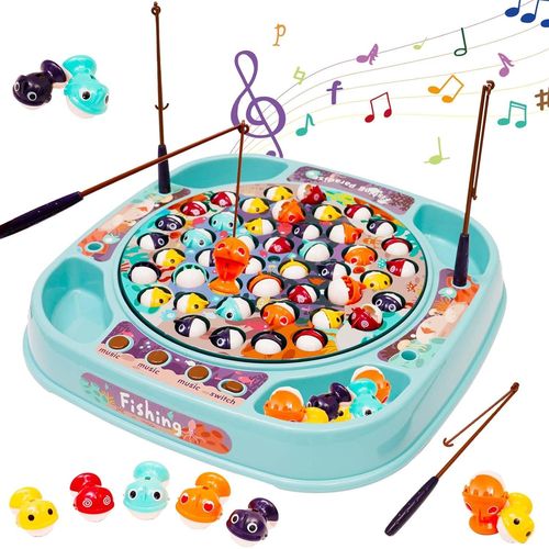 Eryi-Jeu De Pêche Pour Enfants, Jeux Peche A La Ligne Jouet Avec 45 Poissons, 4 Cannes À Pêche, Plateau Rotatif, Musical Jeu Educatif Jouet, Pour Enfant Garcon Fille 3 4 5 6 Ans