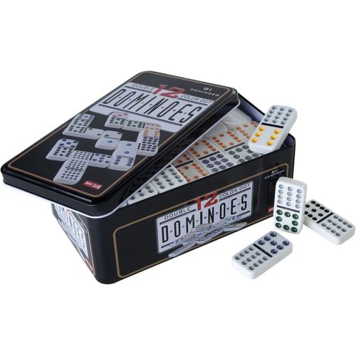 Eryi-- Grand Jeu De Dominos Aux Gros Points Colorés Dans Une Boite En Métal (Double 12; 91 Dominos)