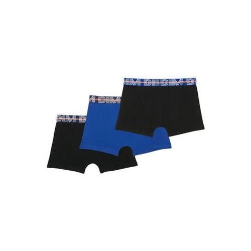 Dim Lot De 3 Boxers Garçon Coton Stretch Ceinture Contrastée Bleu Ecodim