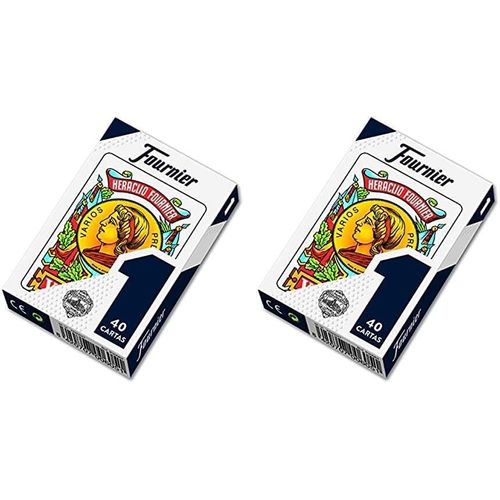 Eryi-Nº 1 F20984 Jeu De Cartes Espagnol 40 Cartes Bleu/Rouge (Lot De 2)