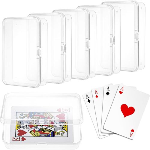 Eryi-5 Pièces Boîte À Cartes À Jouer, Boîte À Cartes Vide, Étui À Cartes À Jouer Plastique Transparent, Boîte Rangement Cartes Transparentes Pour Cartes Bancaires Cartes De Visite Cartes À Jouer