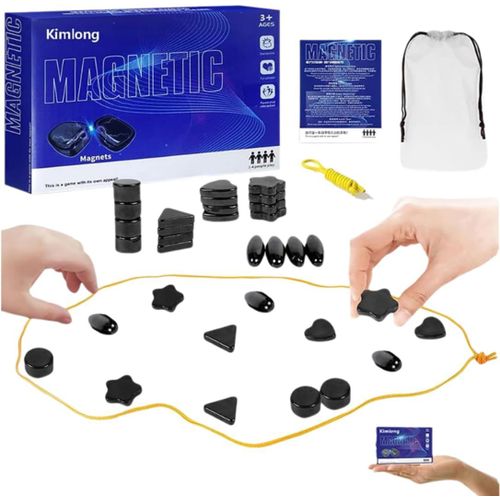 Eryi-Jeu De Dames Magnétique Formes Géométriques 20 Pièces Aimantées Set Complet Avec Sac Transport Jeux Société Éducatifs Stratégie Portable Cadeau Famille Enfants Adultes