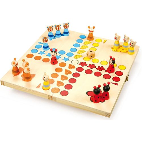 Eryi-7358 Ludo ""Animaux"" En Bois, Jeu De Société Pour Petits Et Grands, Avec Figures Animales, À Partir De 4 Ans