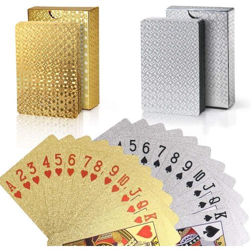 Eryi-Lot De 2 Jeu De Carte Poker Étanches En Plastique Diamond Noir Nouveauté - Jeux De Carte 54 Parfait Pour La Fête Et Le Jeu