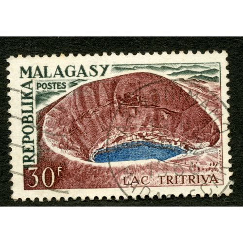 Timbre Oblitéré Repoblika Malagasy, Lac Tritriva, Postes, 30 F