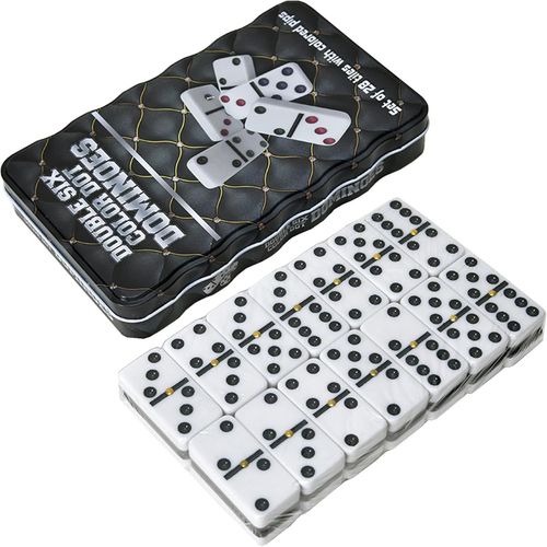 Eryi-Qlski Dominos Set,Divertissement Divertissement Voyage, Coffret De Dominos, Jeu De Société D'intérieur En Cuir, Jouet En Bois, Jeu De Société Emballé Pour Adultes Et Enfants (28pcs-Noir)