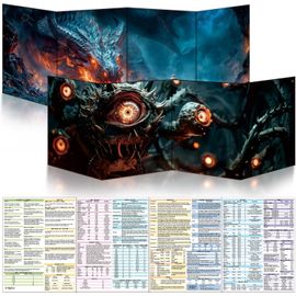 ERYI-Dm Lot De 2 Paravents Pour D&D 5E 2 Mondes À Thème, Surface Imperméable, Pliable En Trois Parties (A4), Compatible Avec Le Manuel De Player'S