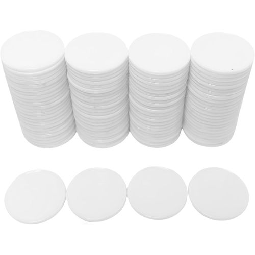Eryi-Lot De 100 25 Mm/2,5 Cm Plastique Opaque L'apprentissage Par Les Comptoirs Jetons De Poker Avec Boîte De Rangement, Blanc