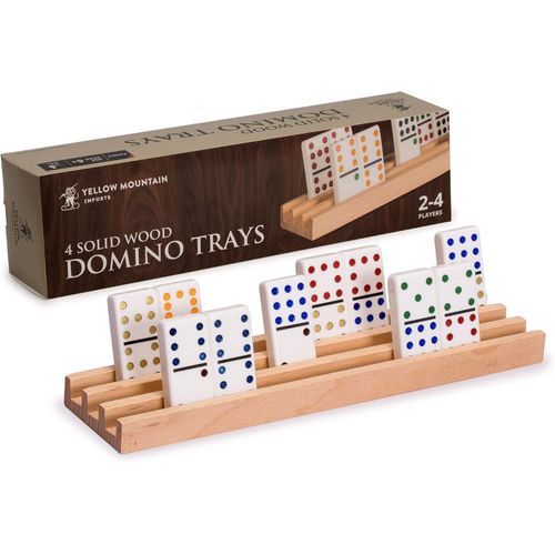 Eryi-Racks/Plateaux De Dominos En Bois De Hêtre (25 Centimètres) - Ensemble De 4 - Supports De Dominos Pour Mexican Train, Chickenfoot