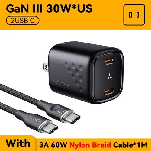 Cc Black Us Cable - 30w Gan Iii Chargeur Usb Charge Rapide Chargeurs Haute Vitesse Type C Chargeur De Téléphone Portable Pour Iphone 15 Pro Max Xiaomi Samsung