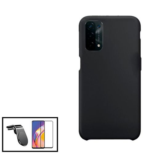 Kit Film De Verre Trempé 5d Full Cover + Coque Silicone Liquide + Support Magnétique L Conduite En Toute Sécurité Pour Oppo A16