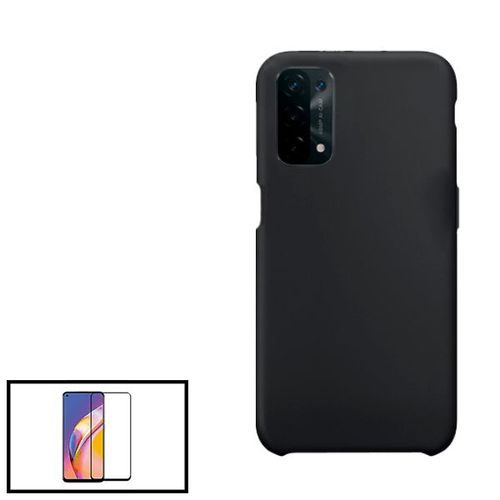 Kit Film De Verre Trempé 5d Full Cover + Coque Silicone Liquide Pour Oppo A16