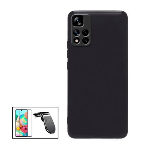 Kit Film De Verre Trempé 5d Full Cover + Coque Silicone Liquide + Support Magnétique L Conduite En Toute Sécurité Pour Xiaomi Redmi Note 11 Pro+