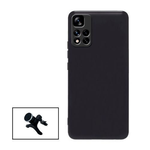 Kit Support Magnétique Renforcé De Voiture + Coque Silicone Liquide Pour Xiaomi Redmi Note 11 Pro