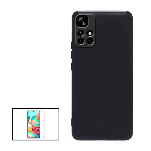 Kit Film De Verre Trempé 5d Full Cover + Coque Silicone Liquide Pour Xiaomi Redmi Note 11