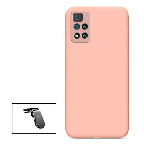 Kit Support Magnétique L Conduite En Toute Sécurité + Coque Silicone Liquide Pour Xiaomi Redmi Note 11 Pro - Rose