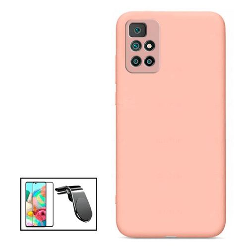Kit Film De Verre Trempé 5d Full Cover + Coque Silicone Liquide + Support Magnétique L Conduite En Toute Sécurité Pour Xiaomi Redmi Note 11+ - Rose