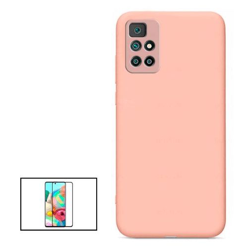 Kit Film De Verre Trempé 5d Full Cover + Coque Silicone Liquide Pour Xiaomi Redmi Note 11+ - Rose