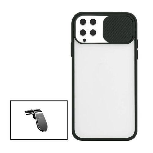 Kit Coque Slide Window Anti Choc Frosted + Support Magnétique Renforcé De Voiture Pour Samsung Galaxy A22 4g - Noir