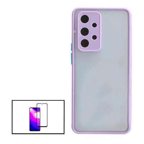 Kit Coque Antichoc Avec Caméra Protection + Film 5d Full Cover Pour Samsung Galaxy A32 5g - Mauve