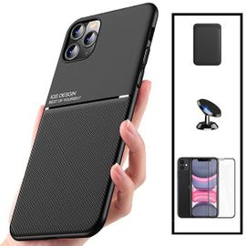 Kit Coque Magnetic Lux + Magnetic Wallet Noir + 5d Full Cover + Support Magnétique De Voiture Pour Xiaomi Mi 11 Lite