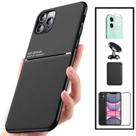 Kit Coque Magnetic Lux + Magnetic Wallet Noir + 5d Full Cover + Film De Caméra Arrière + Support Magnétique De Voiture Pour Xiaomi Mi 11 Lite