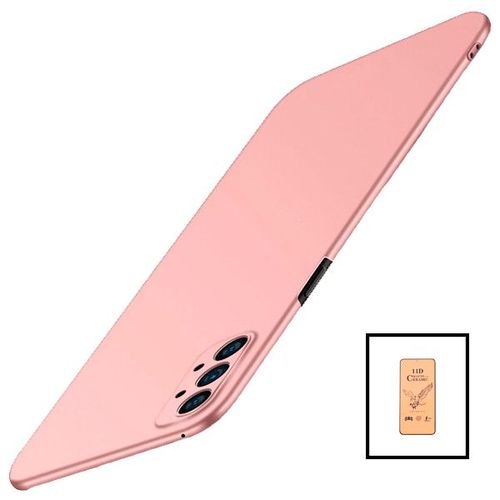 Kit Film De Verre Trempé Ceramicglass Full Cover + Coque Slimshield Pour Samsung Galaxy A52 Rose