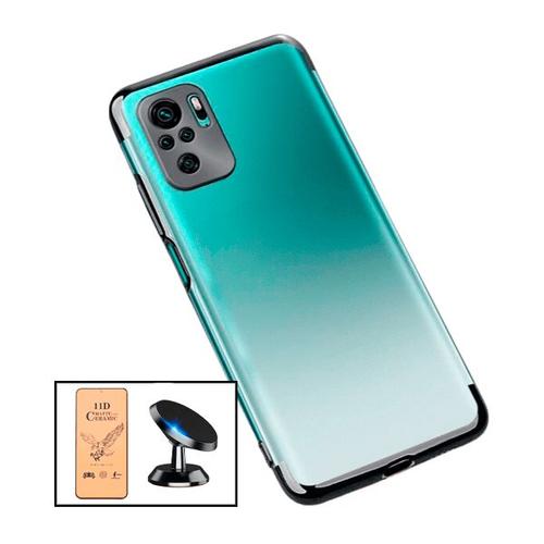 Kit Film De Verre Trempé Ceramicglass Full Cover + Coque Slimarmor + Support Magnétique De Voiture Pour Xiaomi Redmi Note 10 - Noir