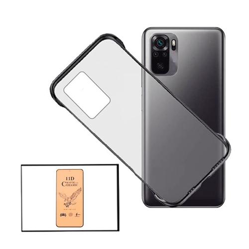 Kit Film De Verre Trempé Ceramicglass Full Cover + Coque Invisible Bumper Pour Xiaomi Redmi Note 10