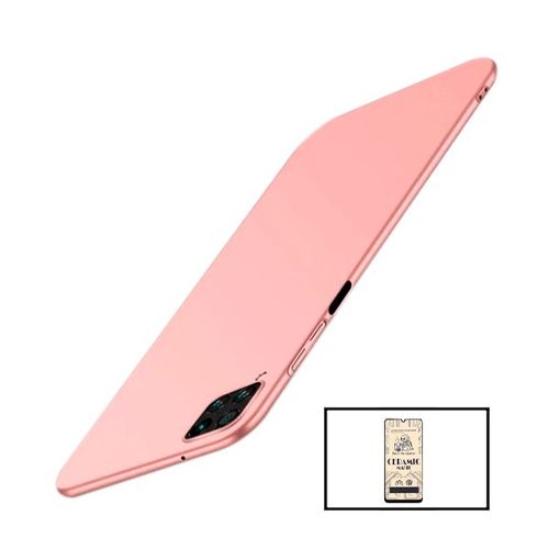 Kit Film De Verre Trempé Ceramicglass Full Cover + Coque Slimshield Pour Samsung Galaxy M32 Rose