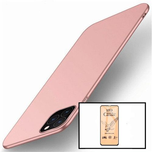 Kit Film De Verre Trempé Ceramicglass Full Cover + Coque Slimshield Pour Iphone 13 Rose