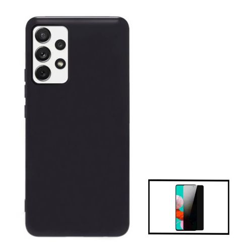 Kit Film Verre Trempé Anti-Spy + Coque Silicone Liquide Pour Samsung Galaxy A52s 5g - Noir