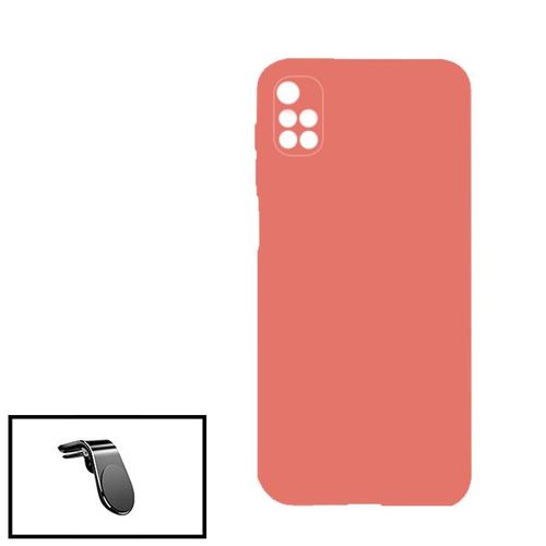 Kit Support Magnétique L Conduite En Toute Sécurité + Coque Silicone Liquide Pour Xiaomi Redmi Note 11 4g - Rose